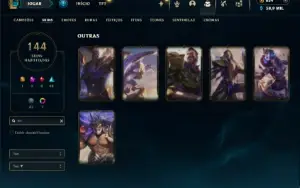 Ouro 4 com TODOS os champs e 144 Skins ( ADC / JG )