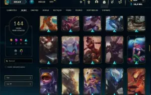 Ouro 4 com TODOS os champs e 144 Skins ( ADC / JG )