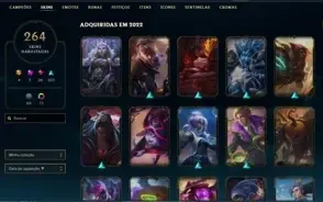 CONTA GOLD 4 (MMR GOLD1/PLATINA) TODOS OS CHAMPS E 264 SKINS