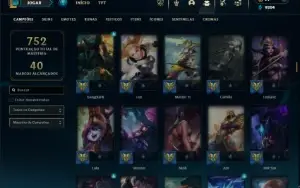 Platina 4 com TODOS os champs e 445 Skins + 40 Maestrias 7