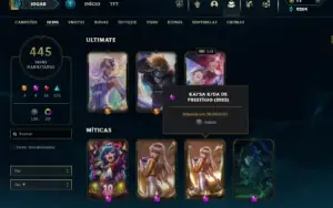 Platina 4 com TODOS os champs e 445 Skins + 40 Maestrias 7