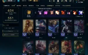 Unranked com TODOS os champs e 313 Skins +6 Prestigios