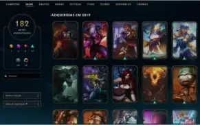 Conta League of Legends Diamante 3 182 skins barato