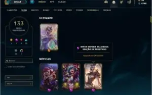 Conta ouro 3 com TODOS os champs e 133 skins + 5 vitoriosas