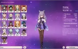 Conta Genshin - KEQING / KLEE / MONA / VENTI / JEAN (5 NAT5)