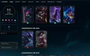 25 Skins - 20 Baus - Gold 2 - Peak Elo Esmeralda 3