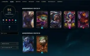 25 Skins - 20 Baus - Gold 2 - Peak Elo Esmeralda 3