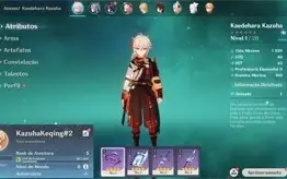 Conta Genshin Impact AR 5 com Kazuha e Keqing