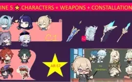 America Genshin Impact account- 9 -->5⭐+ weapons