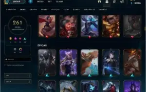 Conta nível 600, Ouro 4, 261 skins, todos os Champs