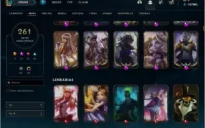 Conta nível 600, Ouro 4, 261 skins, todos os Champs