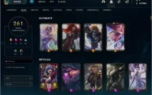 Conta nível 600, Ouro 4, 261 skins, todos os Champs