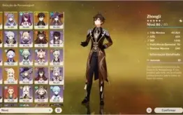Hutão, Zhong, Ayaka, Keqing, Mona, Diluc C1, Qiqi