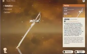 Conta Genshin, Reroll + (Falcão - Arma 5*)