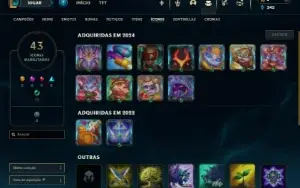 Mestre com 45 Champs e 2 Skins + 8 Fragmentos