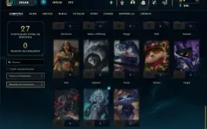 Mestre com 45 Champs e 2 Skins + 8 Fragmentos