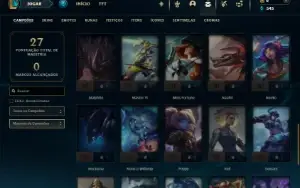 Mestre com 45 Champs e 2 Skins + 8 Fragmentos