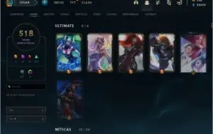Conta lol GOLD 4 TODAS OS CHAMPS 520 SKINS NUNCA BANIDA