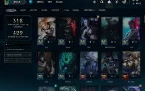 Conta LoL, Ex Platina, 147 Skins, várias míticas