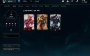 Conta ouro 3 com 32 champs e 3 skins