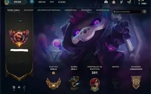 Conta de LoL nível 282 elo gold 170 skins 37 cromas