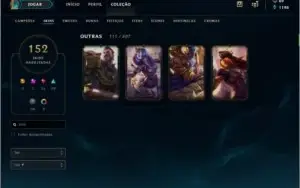 Conta League of Legends Platina 3. 142 skins, 20 jogos.