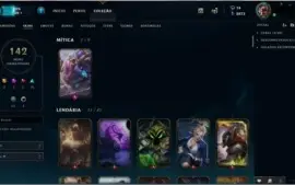 Conta League of Legends Platina 3. 142 skins, 20 jogos.