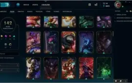Conta League of Legends Platina 3. 142 skins, 20 jogos.