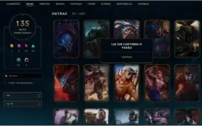Conta LoL - Gold V Flex 135 Skins e 128 Campeões
