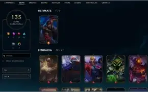 Conta LoL - Gold V Flex 135 Skins e 128 Campeões