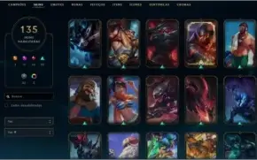 Conta LoL - Gold V Flex 135 Skins e 128 Campeões