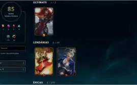 Conta lol 83 Skins Lvl 234 Plat 3 SoloQ/Flex TFT Ouro 1