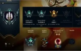 Conta lol 83 Skins Lvl 234 Plat 3 SoloQ/Flex TFT Ouro 1