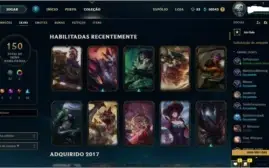 Conta League of Legends Todos Campeões 150 skins Platina 3