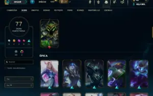 Unranked com 150 Champs e 77 Skins + 1 Prestigio