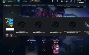 Unranked com 150 Champs e 77 Skins + 1 Prestigio