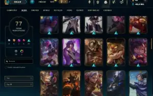 Unranked com 150 Champs e 77 Skins + 1 Prestigio