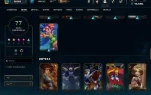 Unranked com 150 Champs e 77 Skins + 1 Prestigio