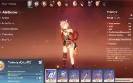 Conta Genshin Impact AR 5 com Yoimiya e Qiqi