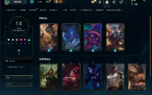 Unranked com 60 Champs e 14 Skins