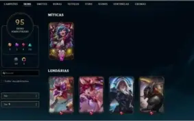 Conta League of Legends Smurf Gold II season 9. 95 skins