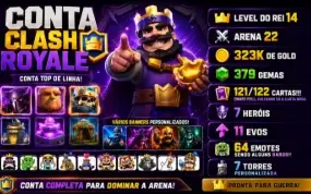 Conta Clash Royale - Rei 14 | 7 Heróis| 11 Evos | 121 Cartas