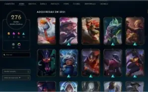 CONTA LOL SEASON 2 TODOS CHAMPIONS 276 SKINS PLAT 4