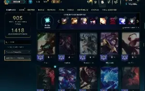 Unranked com TODOS os champs e 282 Skins ( SUP / MID / ADC )