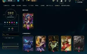 Unranked com TODOS os champs e 282 Skins ( SUP / MID / ADC )