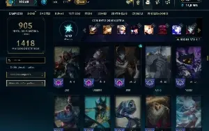 Unranked com TODOS os champs e 282 Skins ( SUP / MID / ADC )