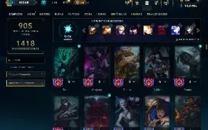 Unranked com TODOS os champs e 282 Skins ( SUP / MID / ADC )