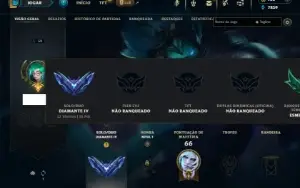 Diamante 4 com 50 Champs e 20 Skins