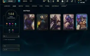 Platina 2 com TODOS os champs e 144 Skins ( MAIN TOP )