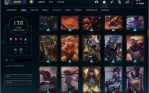 Conta ouro 4 com 138 skins e TODOS os champs